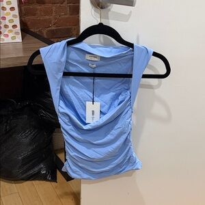 Aritzia Light Blue Draped Blouse